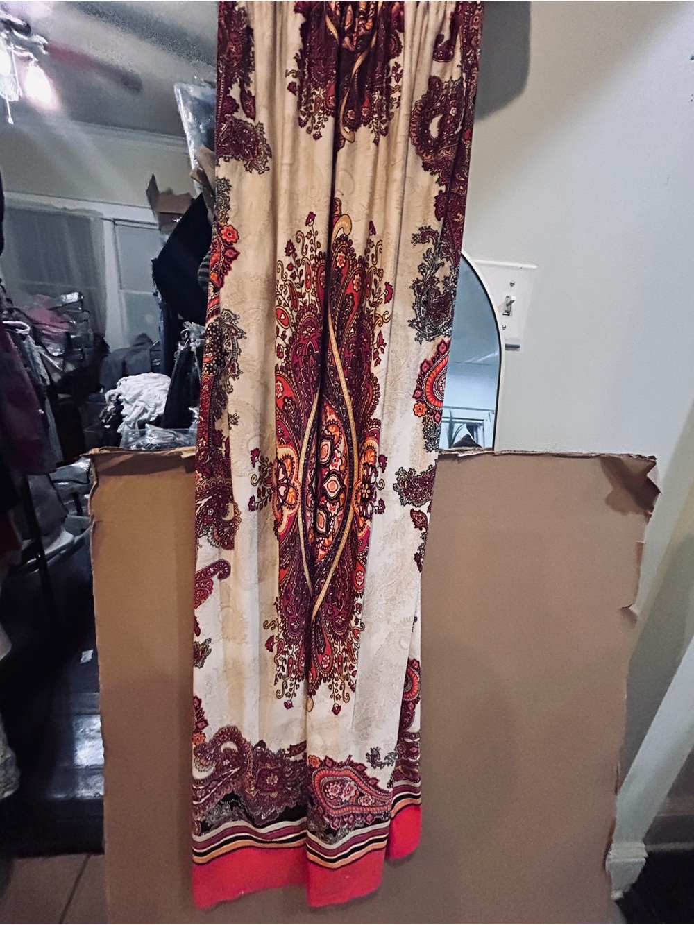 bailey blue Cream & Red Paisley V‑Neck Maxi Dress - Picture 7 of 8